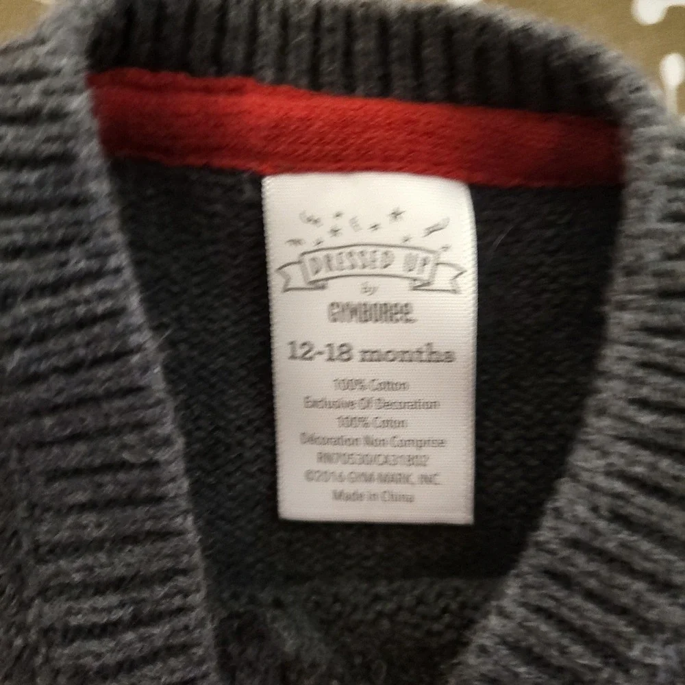 Gymboree Boys Gray Fire Truck Cotton Knit‎ Sweater Vest 12-18 Months Dressed Up